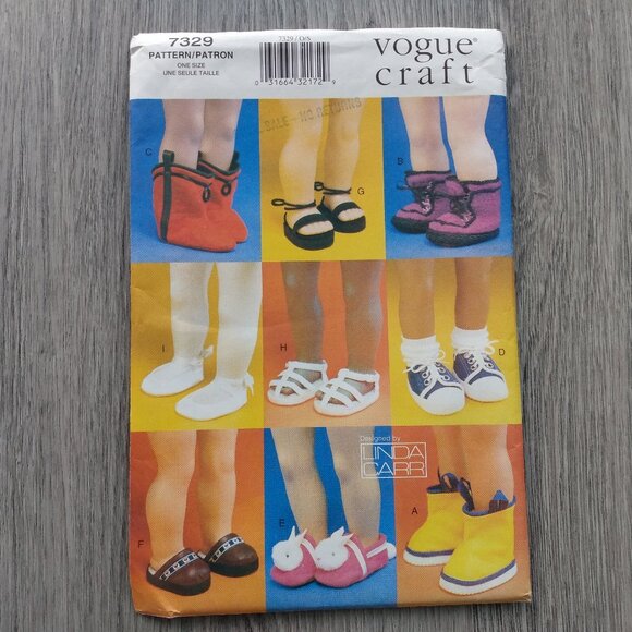 18" Doll Shoes Boots Sewing Pattern Makes 9 Different Pairs UNCUT Vogue 7329 - Picture 1 of 8